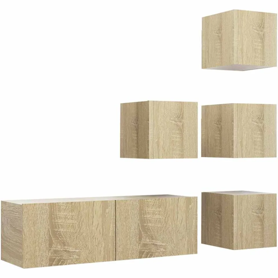 vidaXL 5-delige Tv-meubelset bewerkt hout sonoma eikenkleurig Bruin