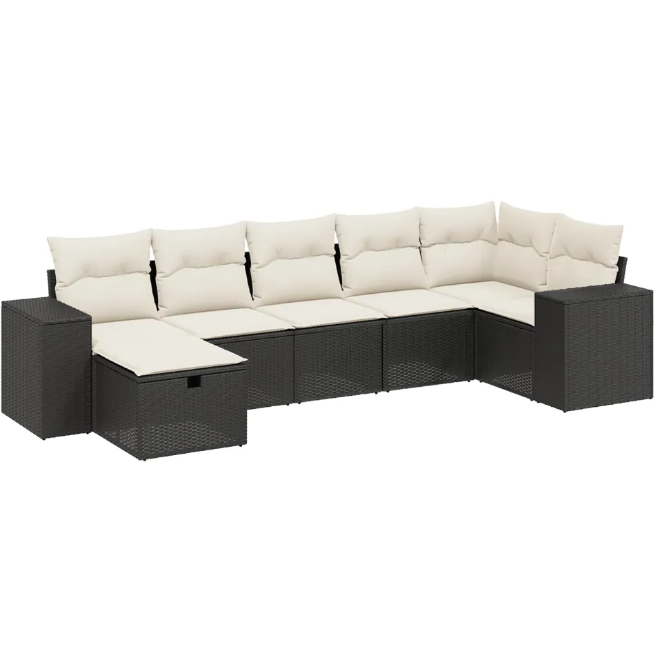 vidaXL 8-delige Loungeset met kussens poly rattan zwart