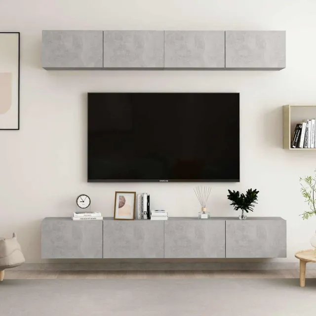 vidaXL Tv-meubelen 4 st 100x30x30 cm bewerkt hout betongrijs grijs, foto 2