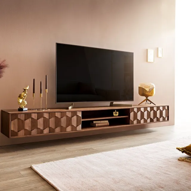 DELIFE Tv-meubel Fevo Acacia Bruin 240 cm 4 deuren zwevend lowboard
