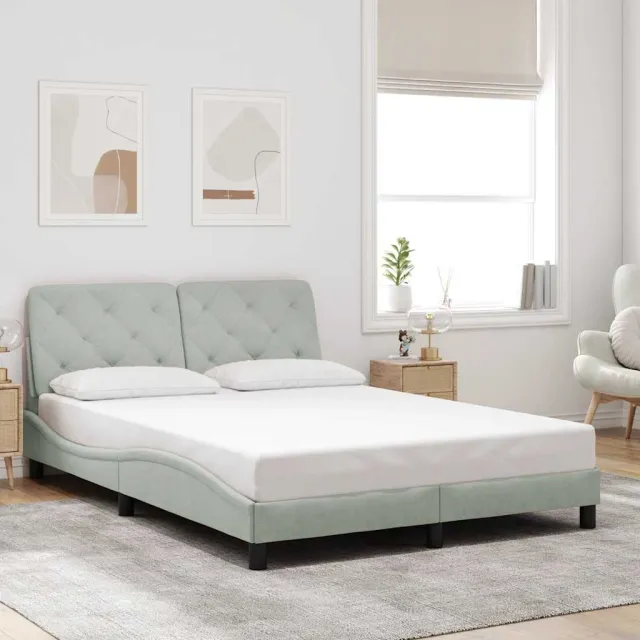 vidaXL Bedframe zonder matras 120x200 cm fluweel lichtgrijs grijs