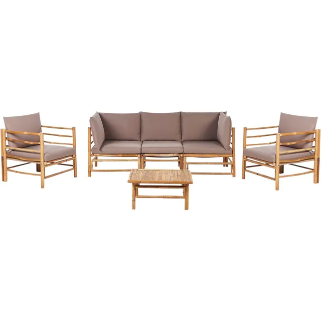 Beliani CERRETO - Loungeset 5-zits - Taupe - Bamboe