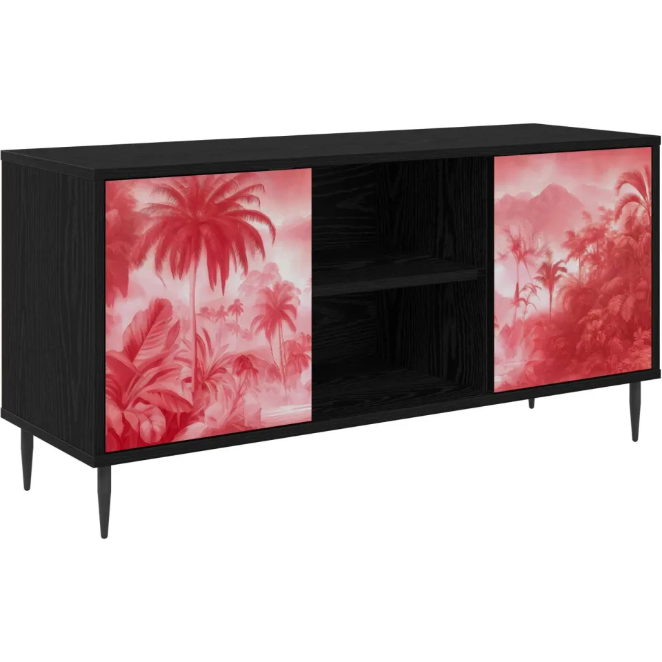 vidaXL Tv-meubel AACHEN 102 x 33 x 51 cm Zwart eiken Bewerkt hout, foto 3