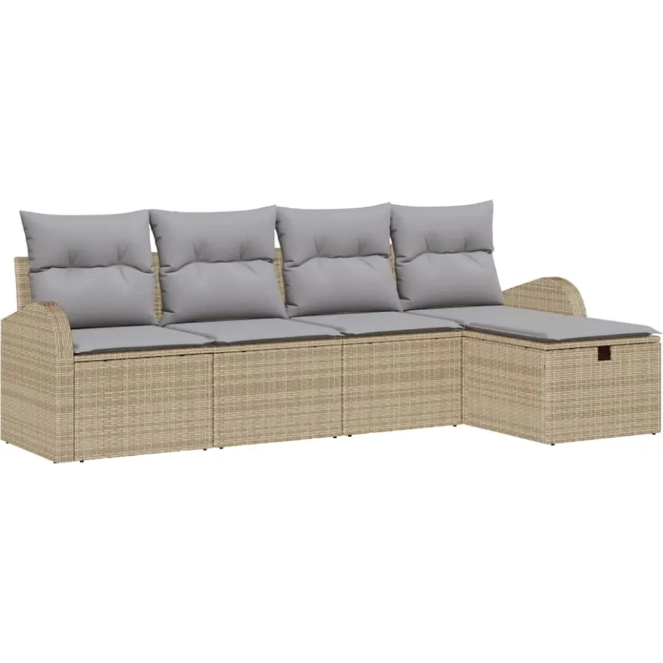 vidaXL Tuin Sofa Set 5 st Beige poly rattan