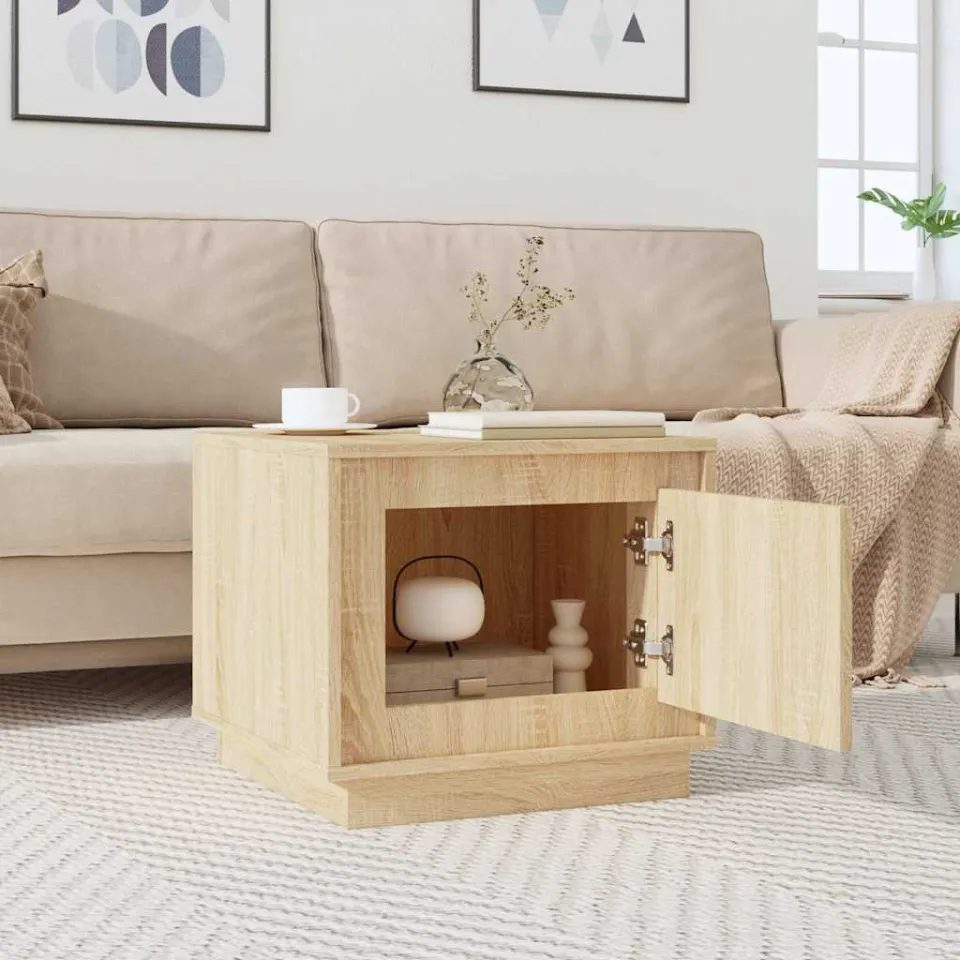 vidaXL Salontafel 51x50x44 cm bewerkt hout sonoma eikenkleurig, foto 3
