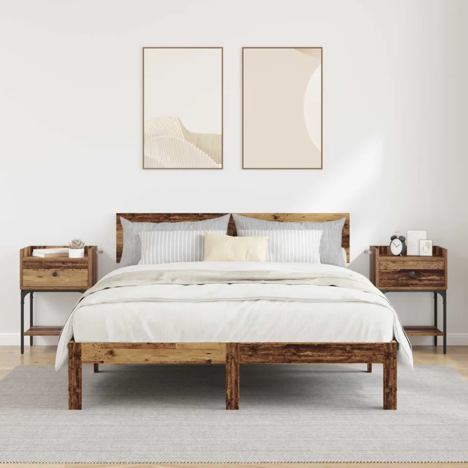 vidaXL Nachtkastje 2 st Oudhout 40 x 29 x 60 cm Bewerkt hout bruin, foto 4