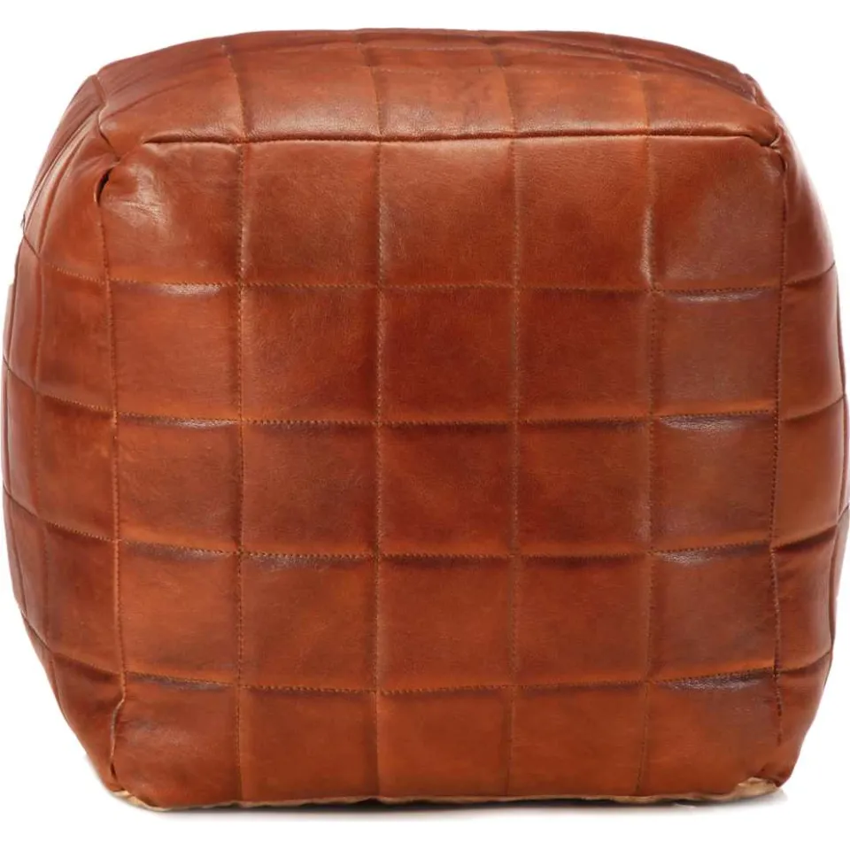 vidaXL Poef 40x40x40 cm echt geitenleer tan bruin