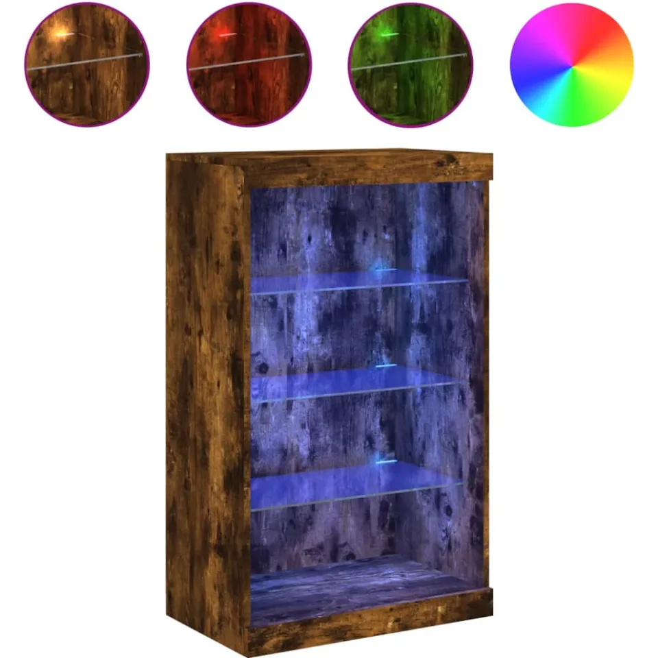 vidaXL Dressoir met LED-verlichting 60,5x37x100 cm gerookt eikenkleur, foto 4