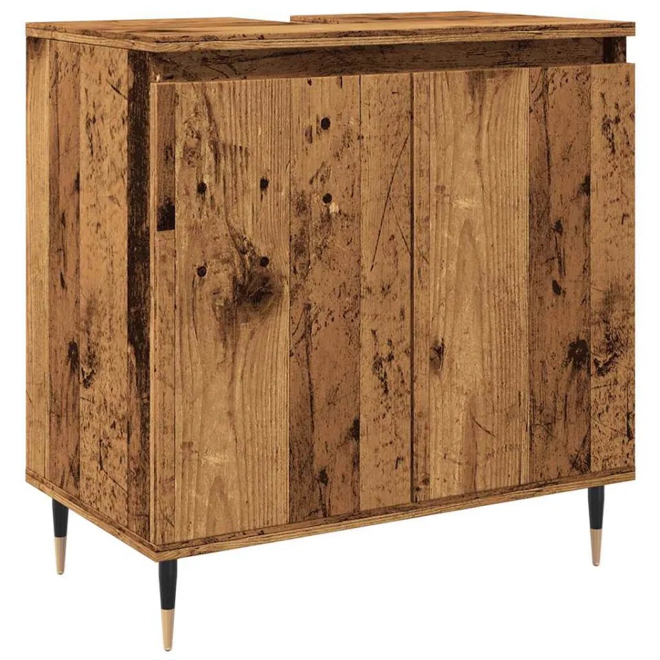 vidaXL Badkamerkast 58x33x60 cm bewerkt hout oud houtkleurig Bruin