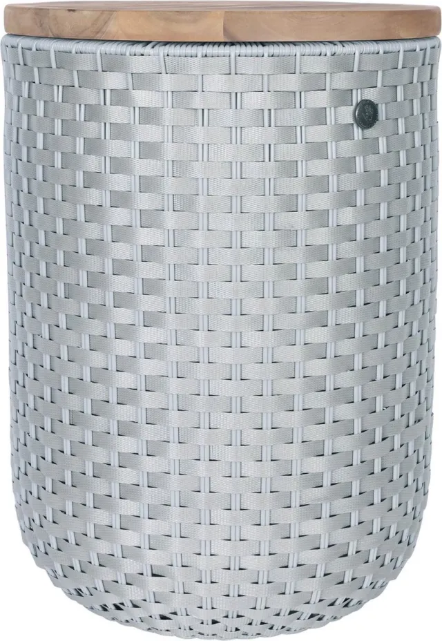 Handed By Poef met opbergruimte - Opberger - Opbergpoef - Zitpoef - Krukje - Bijzettafel - Duurzaam - Hand gevlochten - Handed By Halo SIT- lichtgrijs - flint grey