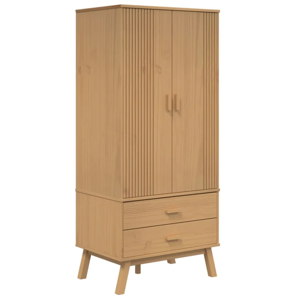 vidaXL Kledingkast OLDEN 76,5x53x172 cm massief grenenhout bruin