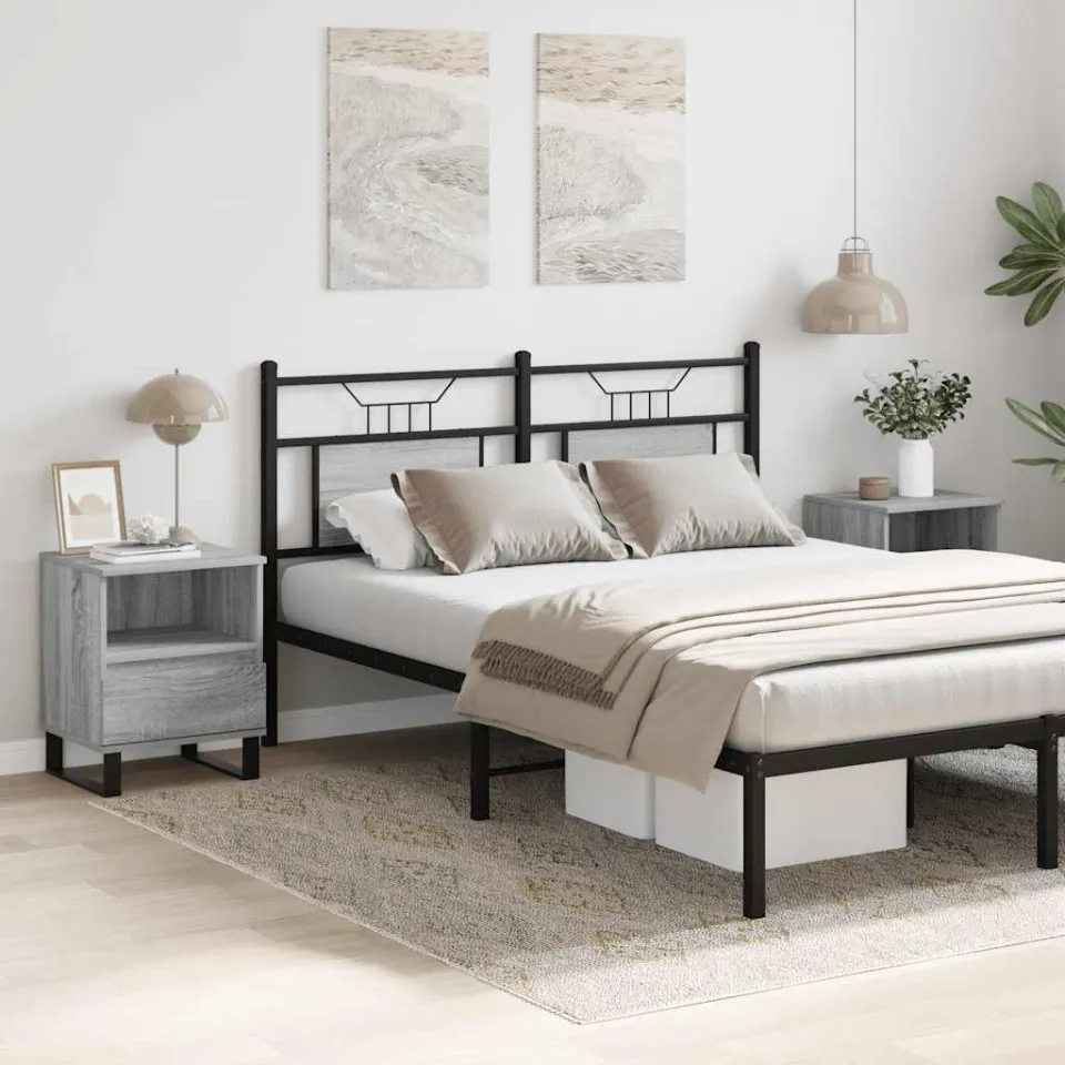 vidaXL Nachtkastjes 2 st 40x35x50 cm bewerkt hout grijs sonoma eiken, foto 4