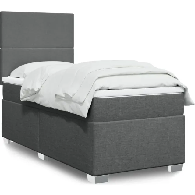vidaXL Boxspring met matras stof donkergrijs 90x190 cm grijs