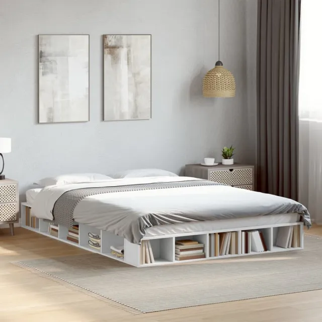 vidaXL Bedframe bewerkt hout wit 160x200 cm