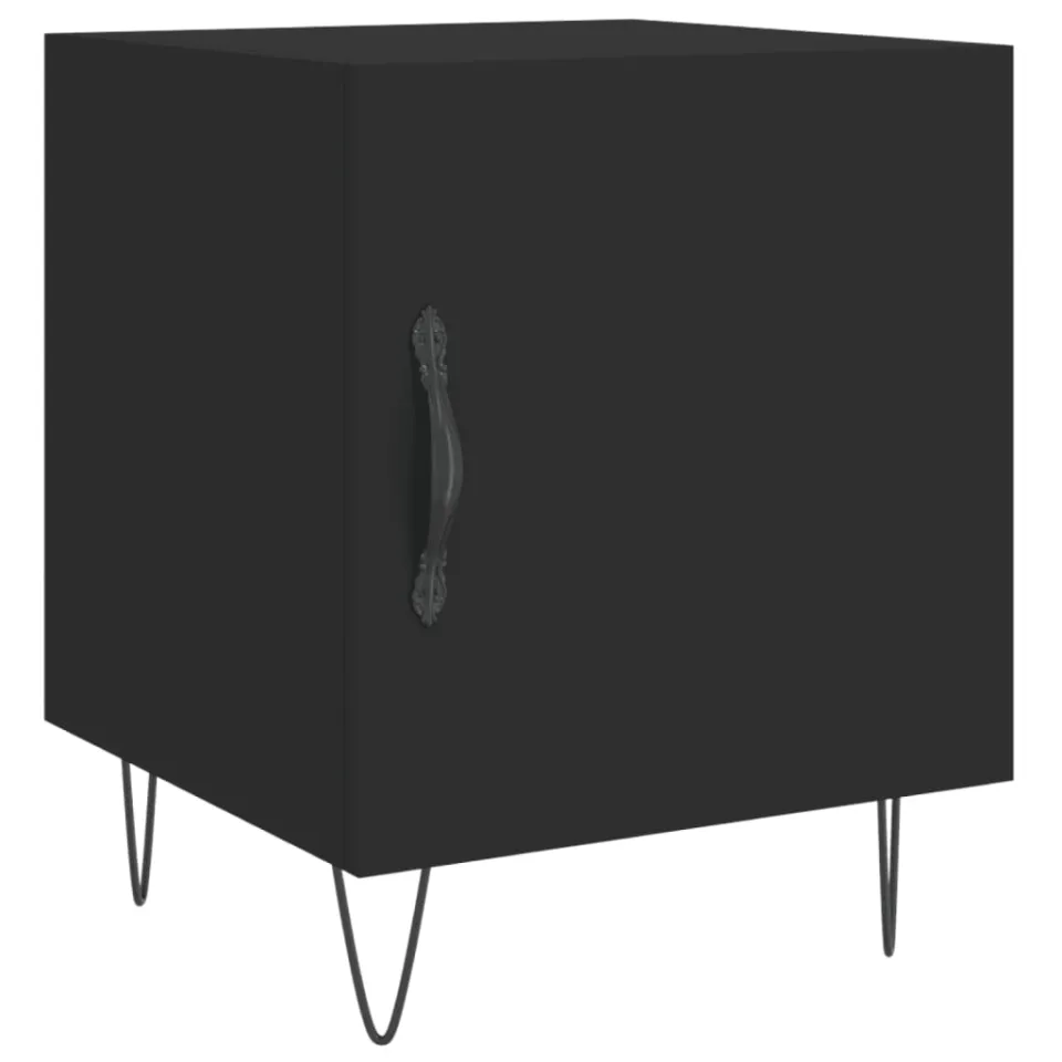 vidaXL Nachtkastjes 2 st 40x40x50 cm bewerkt hout zwart, foto 3