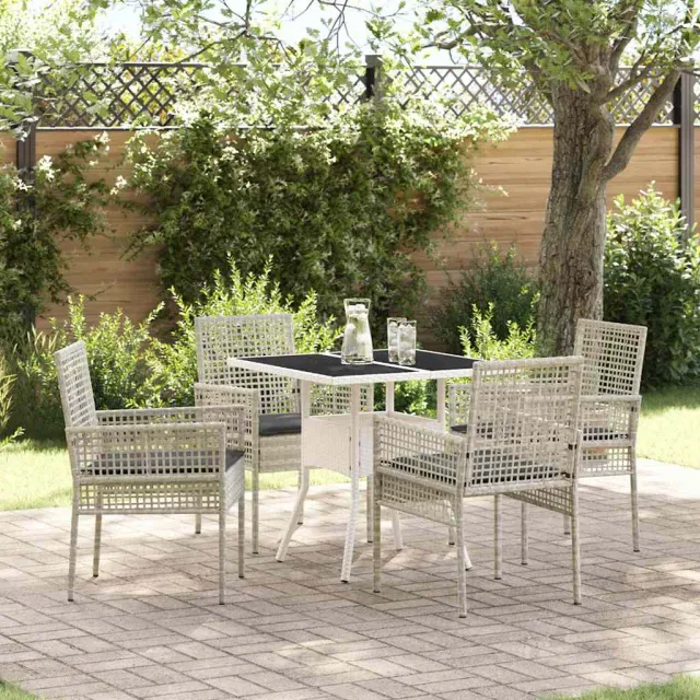 vidaXL Tuin eettafelset 5 st Lichtgrijs poly rattan, foto 2