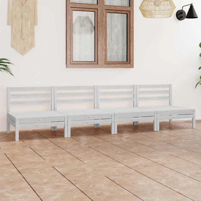 vidaXL 4-delige Loungeset massief grenenhout wit, foto 2