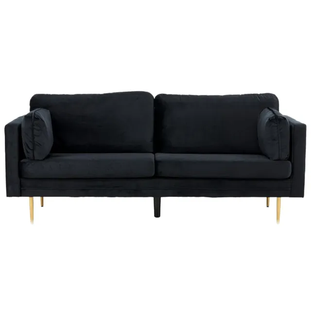 QUVIO 3-zitsbank Rochester - Zwart fluweel - Moderne elegantie - Luxe woonkamer