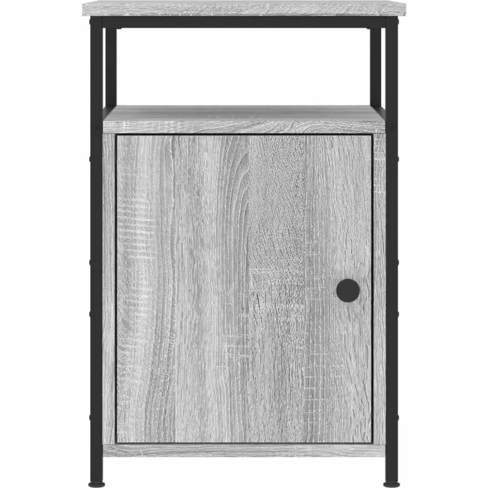 vidaXL Nachtkastje 40x42x60 cm bewerkt hout grijs sonoma eikenkleurig, foto 4