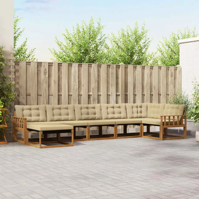 vidaXL Buiten bankenset 7 st 7-zits Natuurlijk en Beige