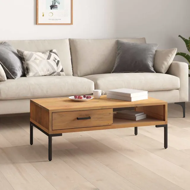 vidaXL Salontafel 90x50x35 cm massief grenenhout bruin, foto 2