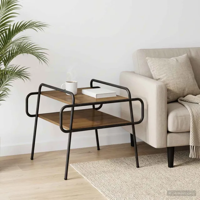 vidaXL Salontafel Artisanaal eiken 60 x 60 x 51 cm Bewerkt hout, foto 2