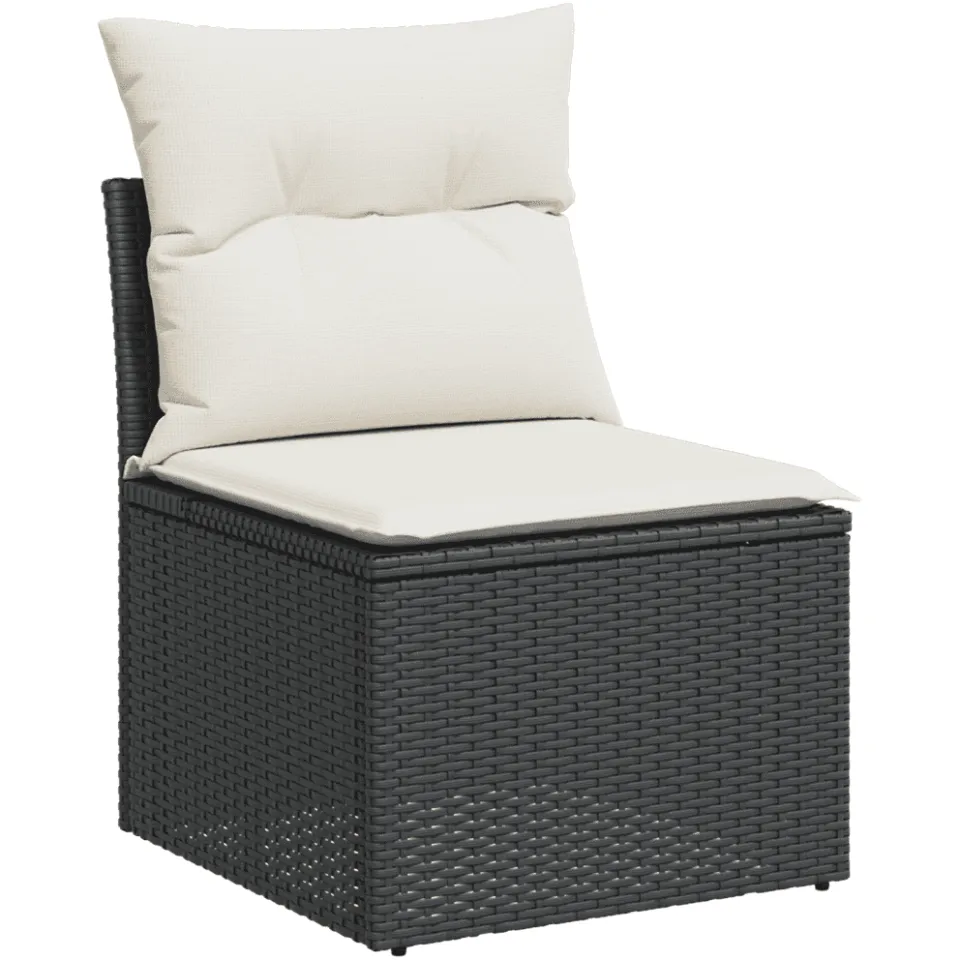 vidaXL 13-delige Loungeset met kussens poly rattan zwart, foto 3