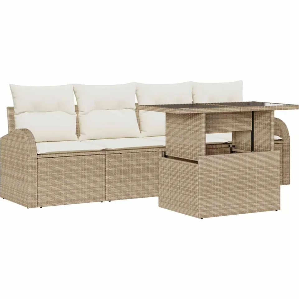 vidaXL Tuin Sofa Set 5 st Beige Poly riet