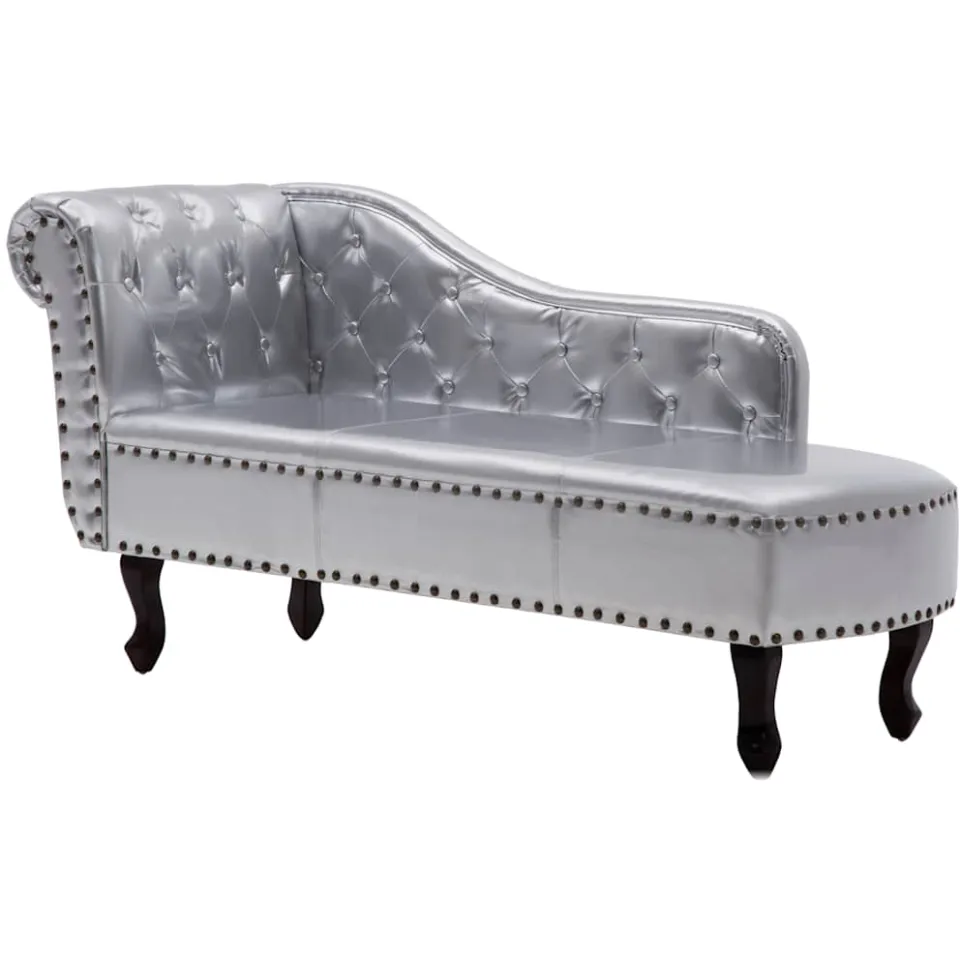 vidaXL Chaise longue kunstleer zilverkleurig, foto 3