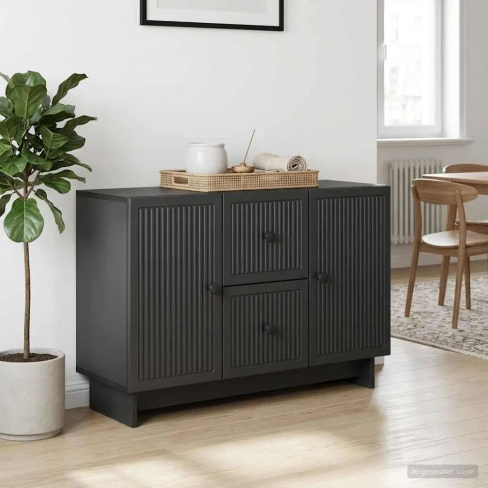 vidaXL Dressoir met lade Zwart 89 x 34,5 x 60 cm Bewerkt hout, foto 3