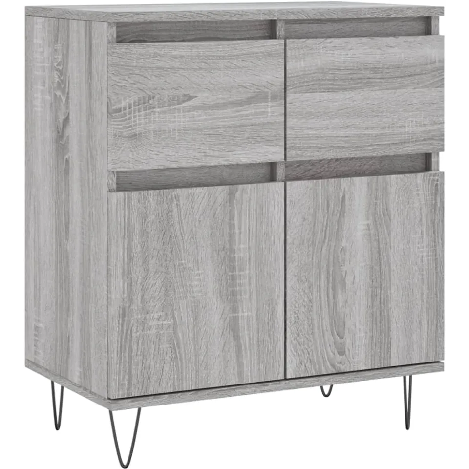 vidaXL Dressoir 60x35x70 cm bewerkt hout grijs sonoma eikenkleurig, foto 3