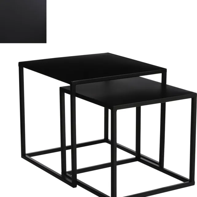 Mica Decorations Goa Bijzettafel - Set van 2 - L35 x B35 x H33 cm - Metaal - Zwart