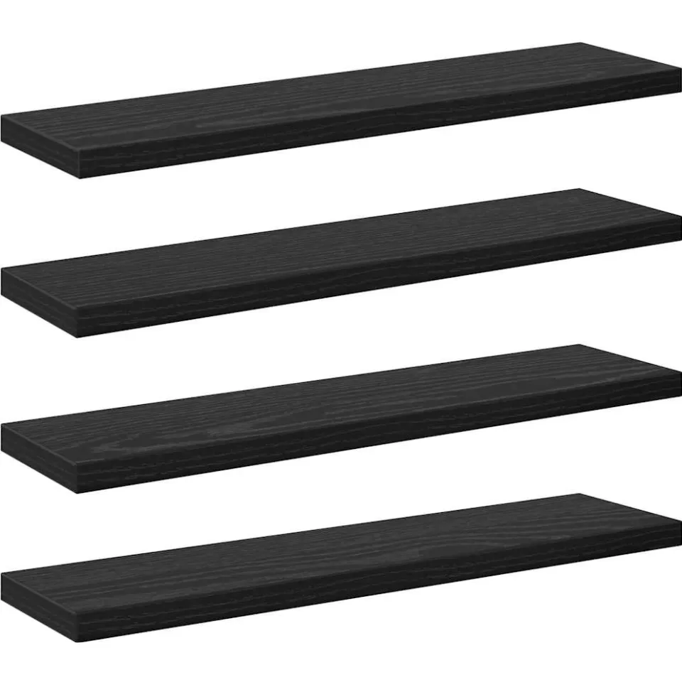 vidaXL Boekenplank Bord 3-laags 4 st 40 x 10 x 1,5 cm Bewerkt hout Zwart