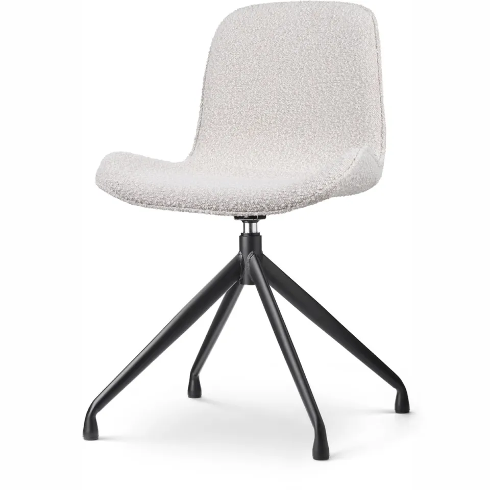 Nolon Nola-Fé draaibare eetkamerstoel bouclé beige - zwart onderstel