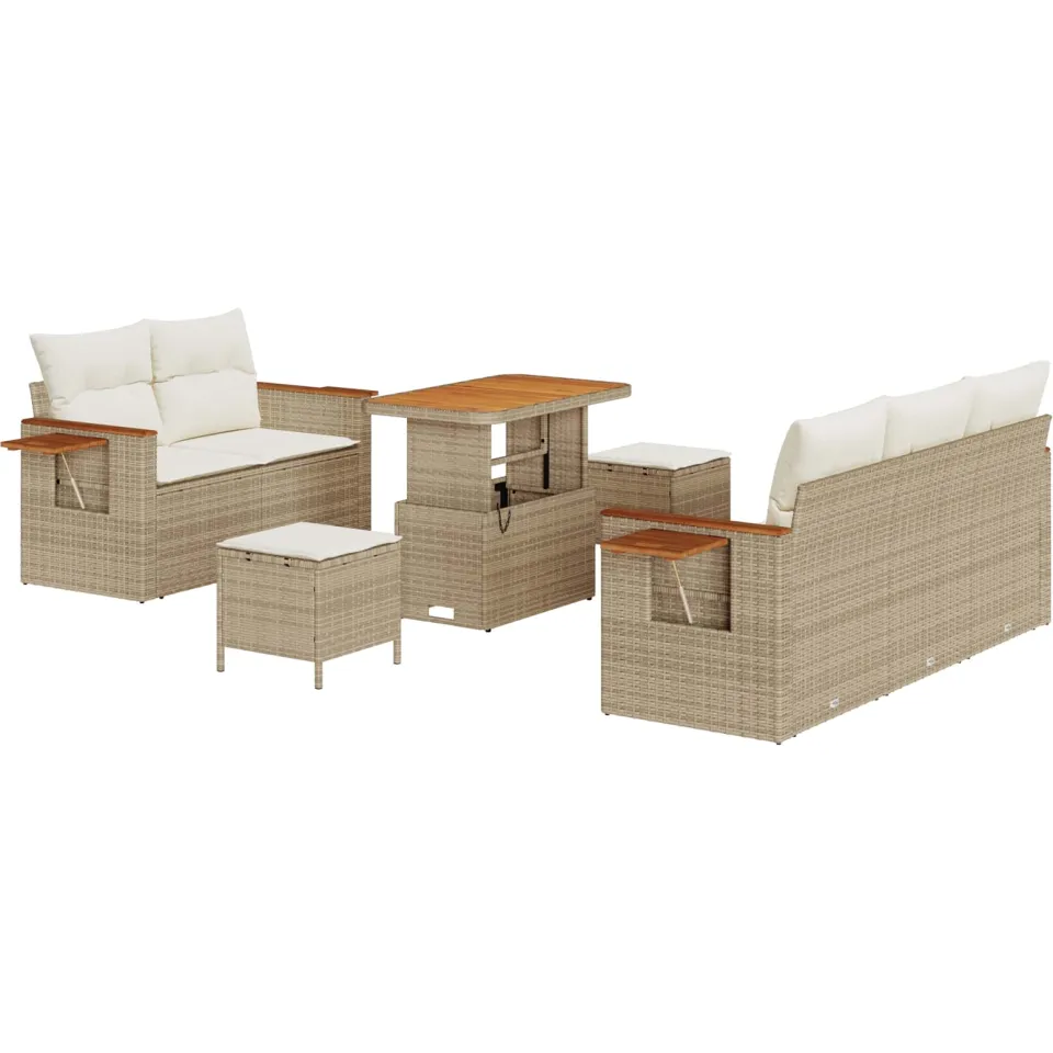 vidaXL Tuinbankenset 8 st Beige poly rattan