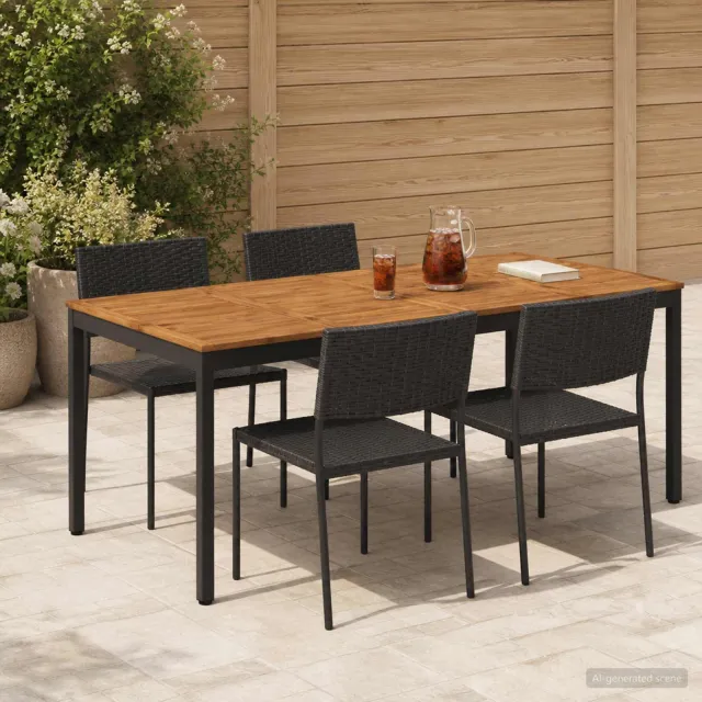 vidaXL Tuindiner tafel NAARDEN Naturel en Zwart 196 x 100,5 x 75 cm, foto 2