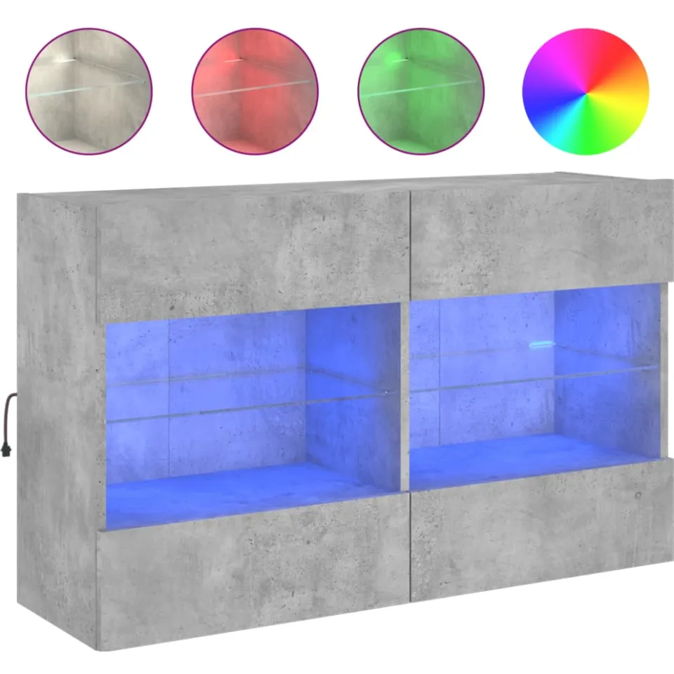 vidaXL Tv-wandmeubel met LED-verlichting 98,5x30x60,5 cm betongrijs grijs, foto 3