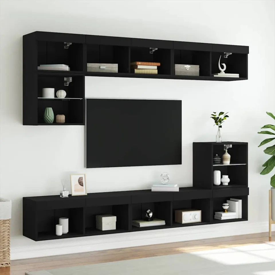 vidaXL Tv-meubel met LED-verlichting 80x30x30 cm zwart, foto 4