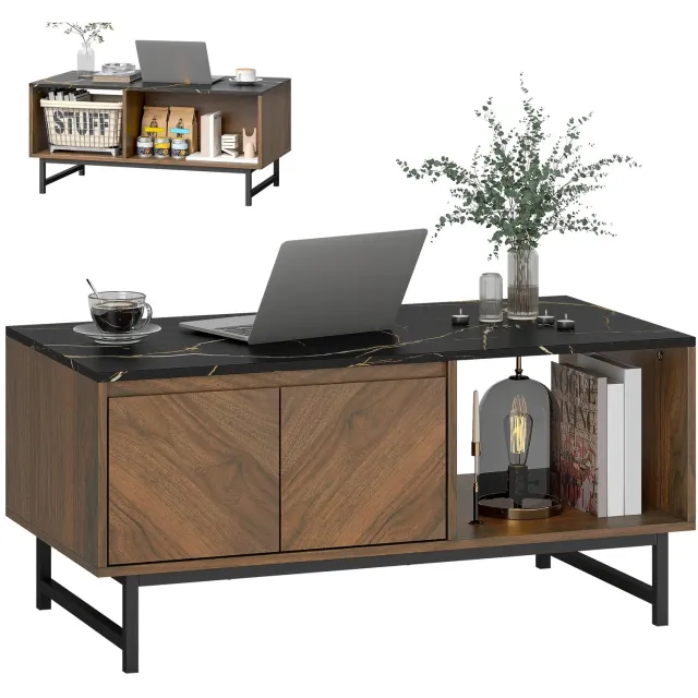 North Collective Salontafel Rechthoek - Salontafel met Opbergruimte - Salontafels - Koffietafel - 100 x 45 x 50 cm Walnoot Bruin