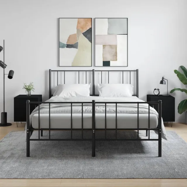vidaXL Nachtkastjes 2 st 40x40x50 cm bewerkt hout zwart, foto 2