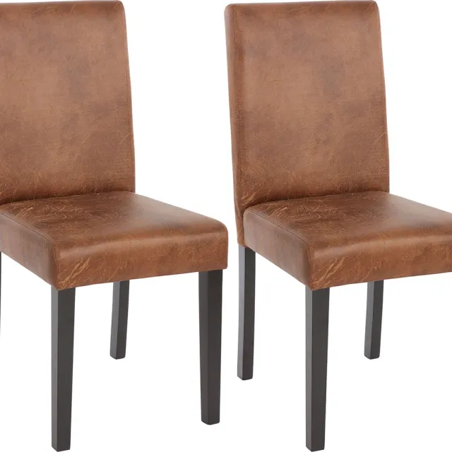 Cosmo Casa Set van 2 eetkamerstoelen keukenstoelen Littau - Textiel - Imitatie suède - Donkere poten textiel, imitatiesuède, donkere poten