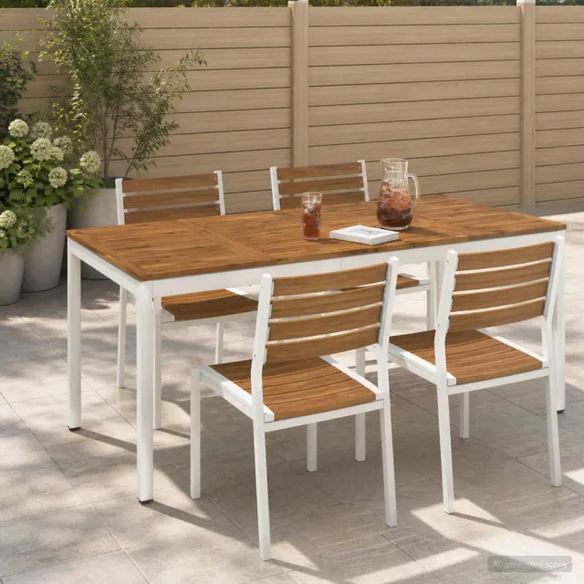 vidaXL Tuindiner tafel NAARDEN Natuurlijk en Wit 180 x 88,5 x 75 cm, foto 2
