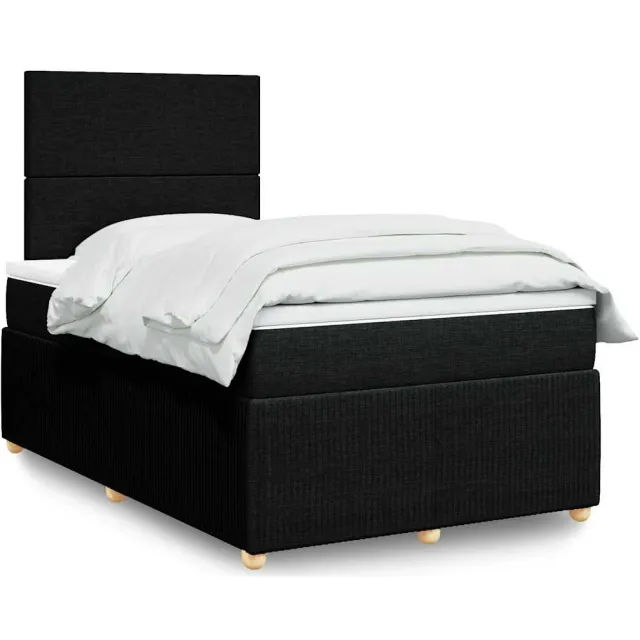 vidaXL Boxspring met matras stof zwart 120x200 cm