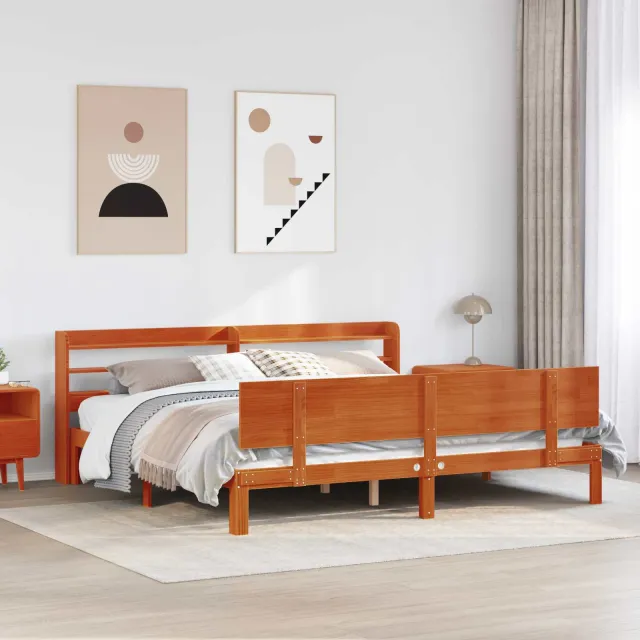 vidaXL Bedframe 2 st Wasbruin 180 x 200 cm Massief Vurenhout