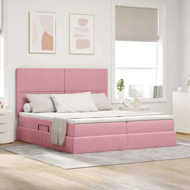 vidaXL Opslag bed met hoofdeinde met opslag Roze 180 x 200 cm Fluweel