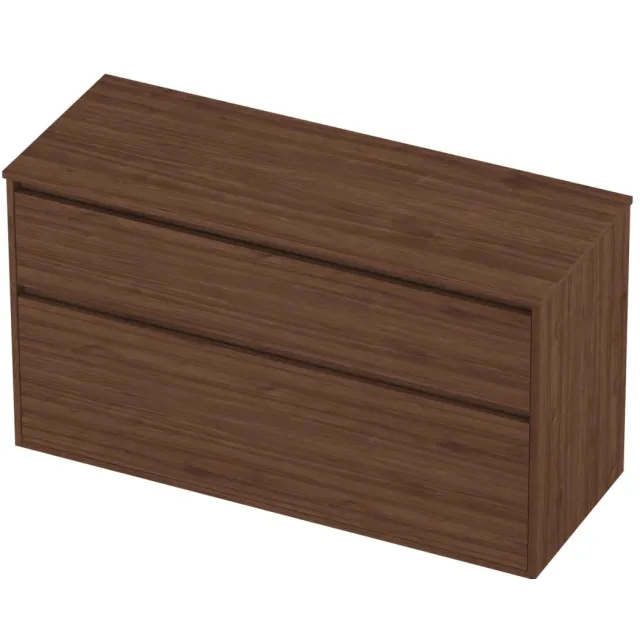 Proline Deck Badmeubelset Greeploos Asymmetrisch Kader 2 Laden 120x46x67 cm Indian Walnut Houtlook