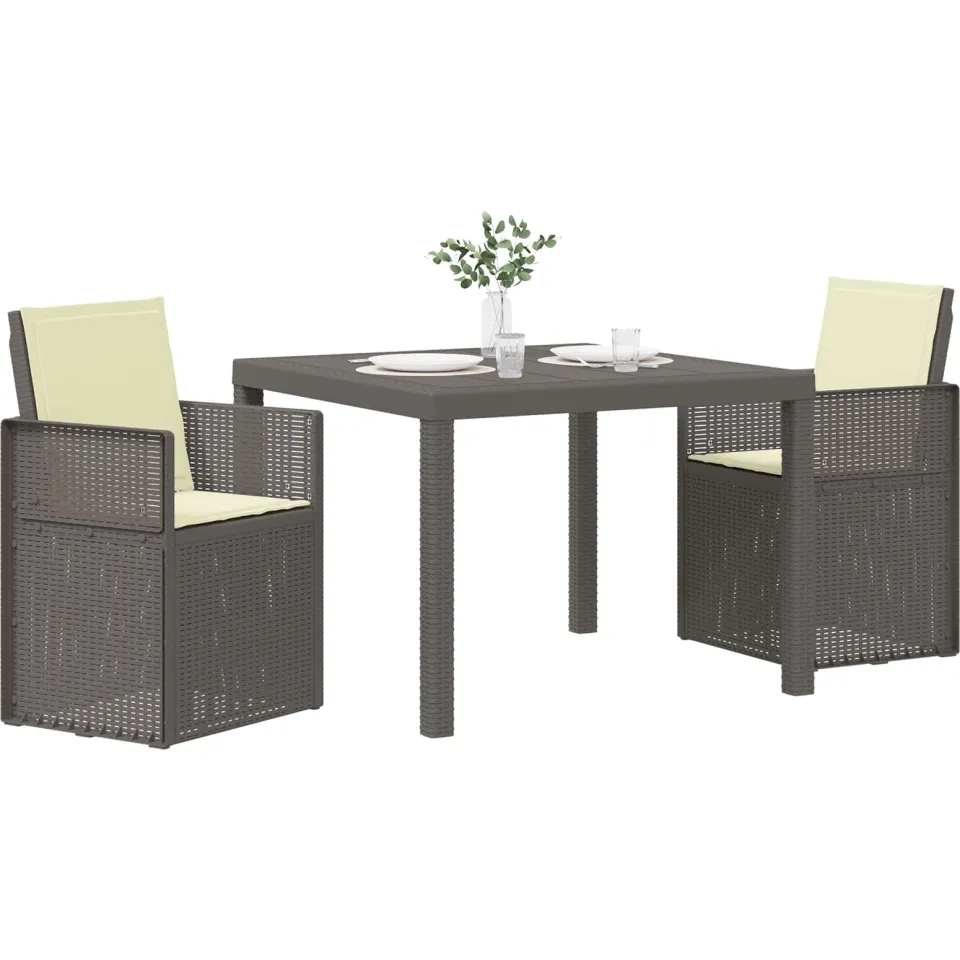 vidaXL Tuin eettafelset 3 st Lichtgrijs en Crème PP
