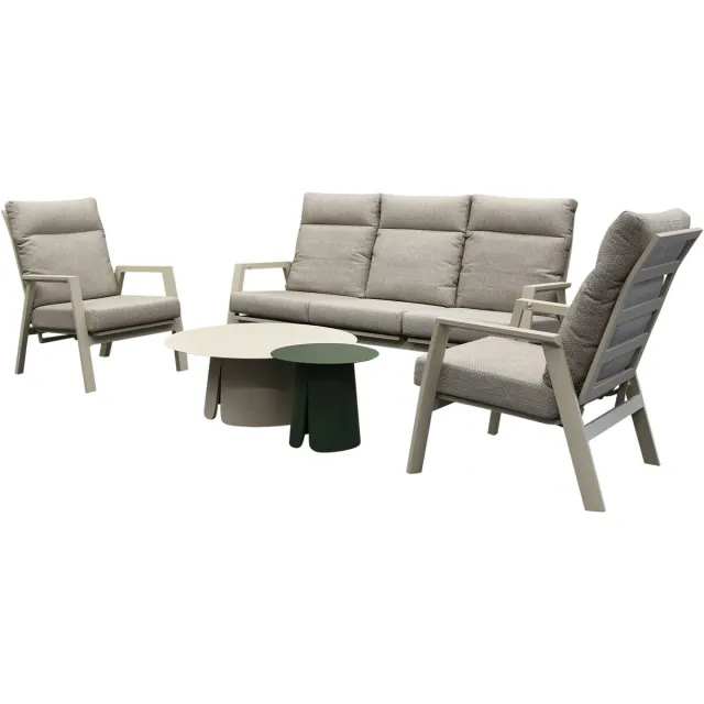 AVH-Collectie Barolo stoel bank loungeset 5 delig verstelbaar latte Zand / Latte / Linen