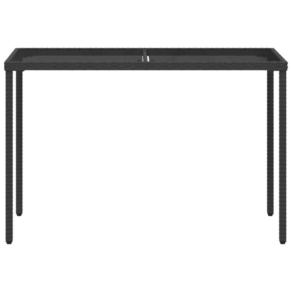 vidaXL Tuintafel met glazen blad 115x54x74 cm poly rattan zwart, foto 4