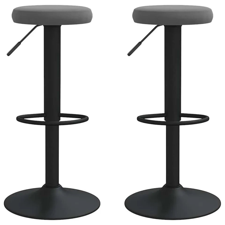 vidaXL Barkrukken 2 st fluweel donkergrijs grijs, foto 3